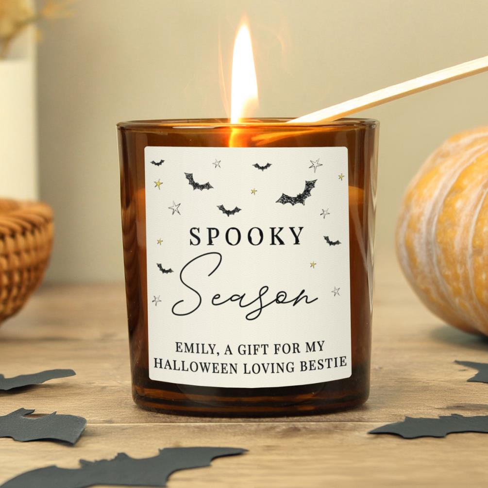 Personalised Spooky Amber Glass Candle Extra Image 3